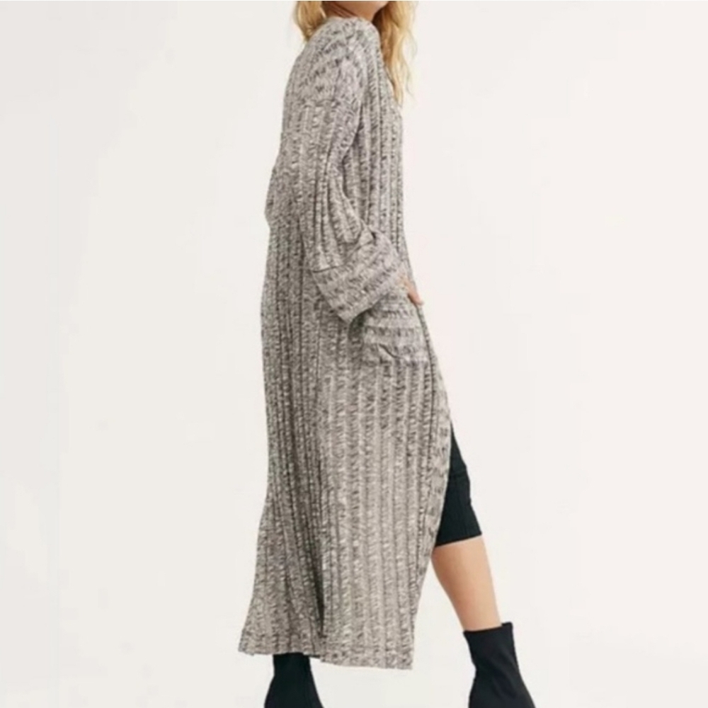 FP Beach Free People Beach Nights Cardigan Size S Ribbed Longline Maxi Duster - Picture 3 of 13